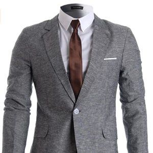Mens Slim Fit Linen Stylish Casual Blazer Jacket
